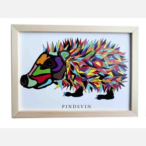 Pindsvin 16,5x22,5 cm indrammet i fyrtr