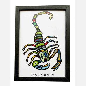 Skorpionen  sort 22,5x16,5 cm indrammet i hndmalet sort fyrtr