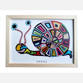 Snegl 16,5x22,5 cm indrammet i fyrtr