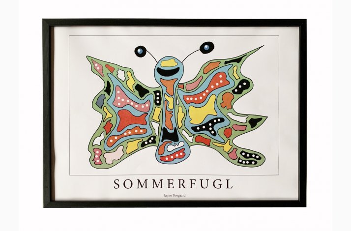 Sommerfugl  plakat  indrammet i sort  fyrtrsramme med glas   31,5x22,5 cm