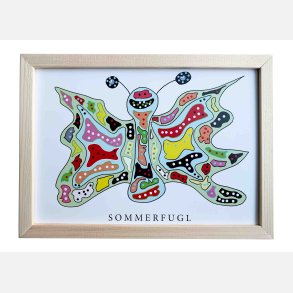 Sommerfugl  16,5x22,5 cm indrammet i fyrtr