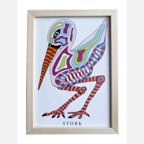 Stork  22,5x16,5 cm indrammet i fyrtr