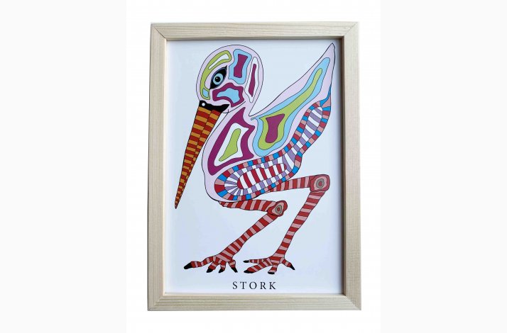Stork  22,5x16,5 cm indrammet i fyrtr