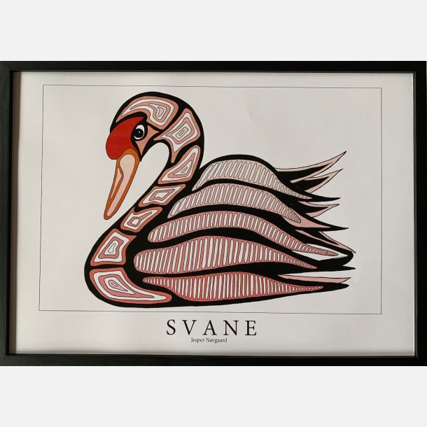 Svane  sort rosa 22,5x31,5 cm