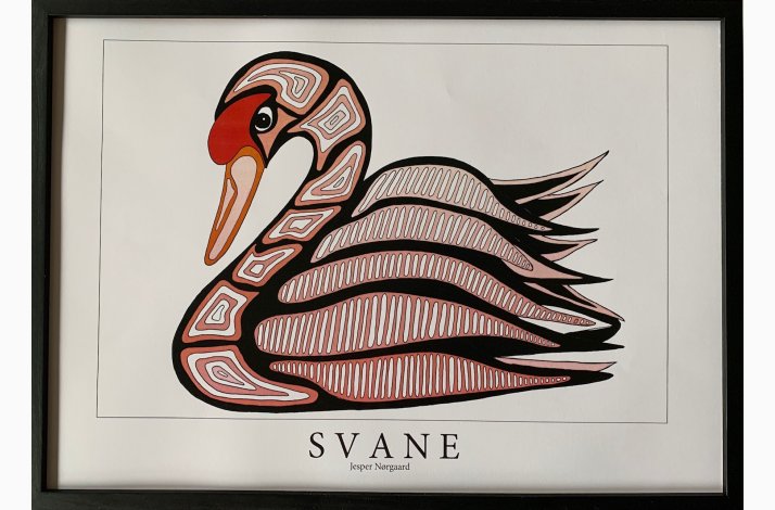 Svane  sort rosa 31,5x43,5 cm
