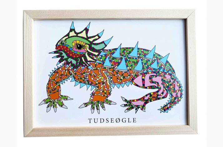 Tudsegle  16,5x22,5 cm indrammet i fyrtr