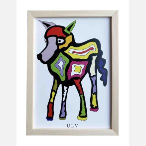 Ulv  22,5x16,5 cm indrammet i fyrtr