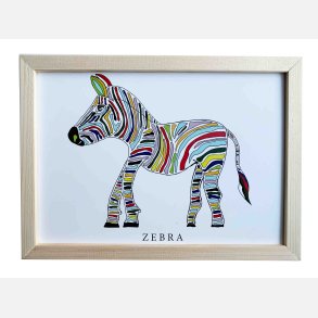 Zebra  16,5x22,5 cm indrammet i fyrtr